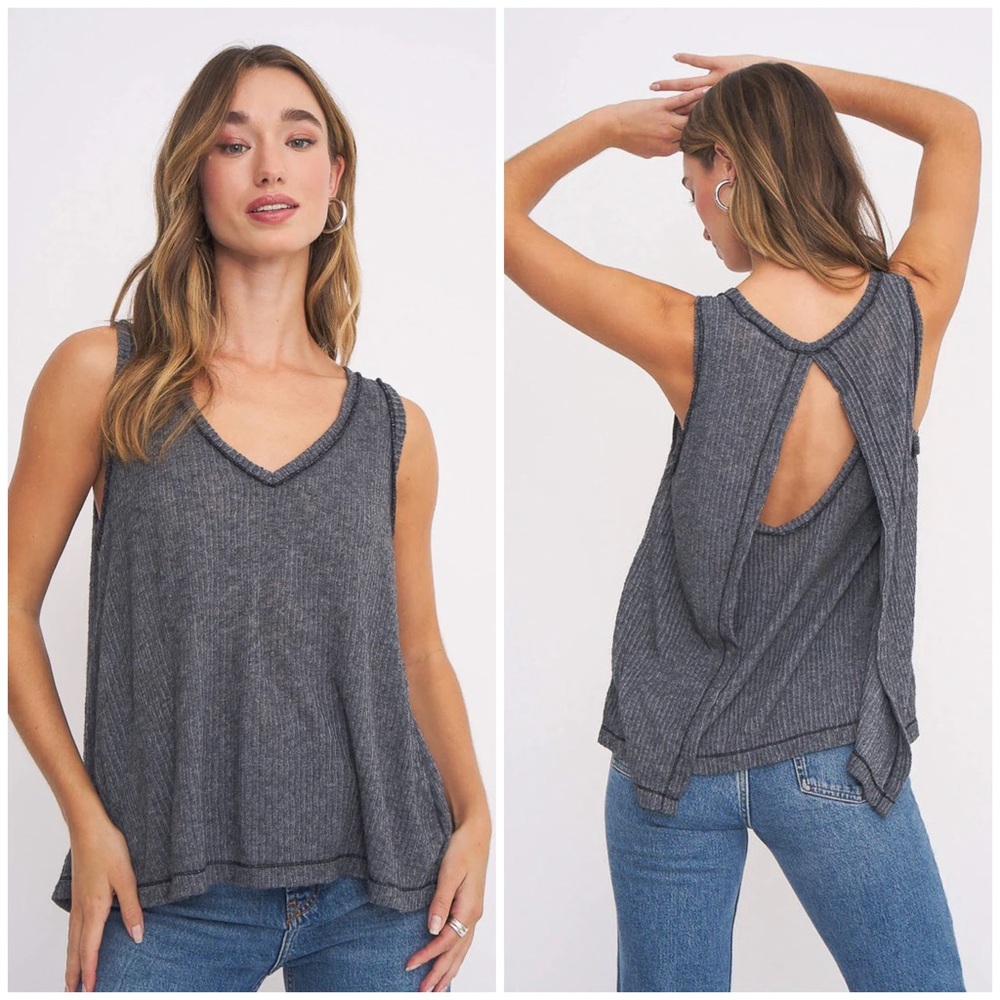 Project Social T Roll With It Split Back Tank Top Size M EUC